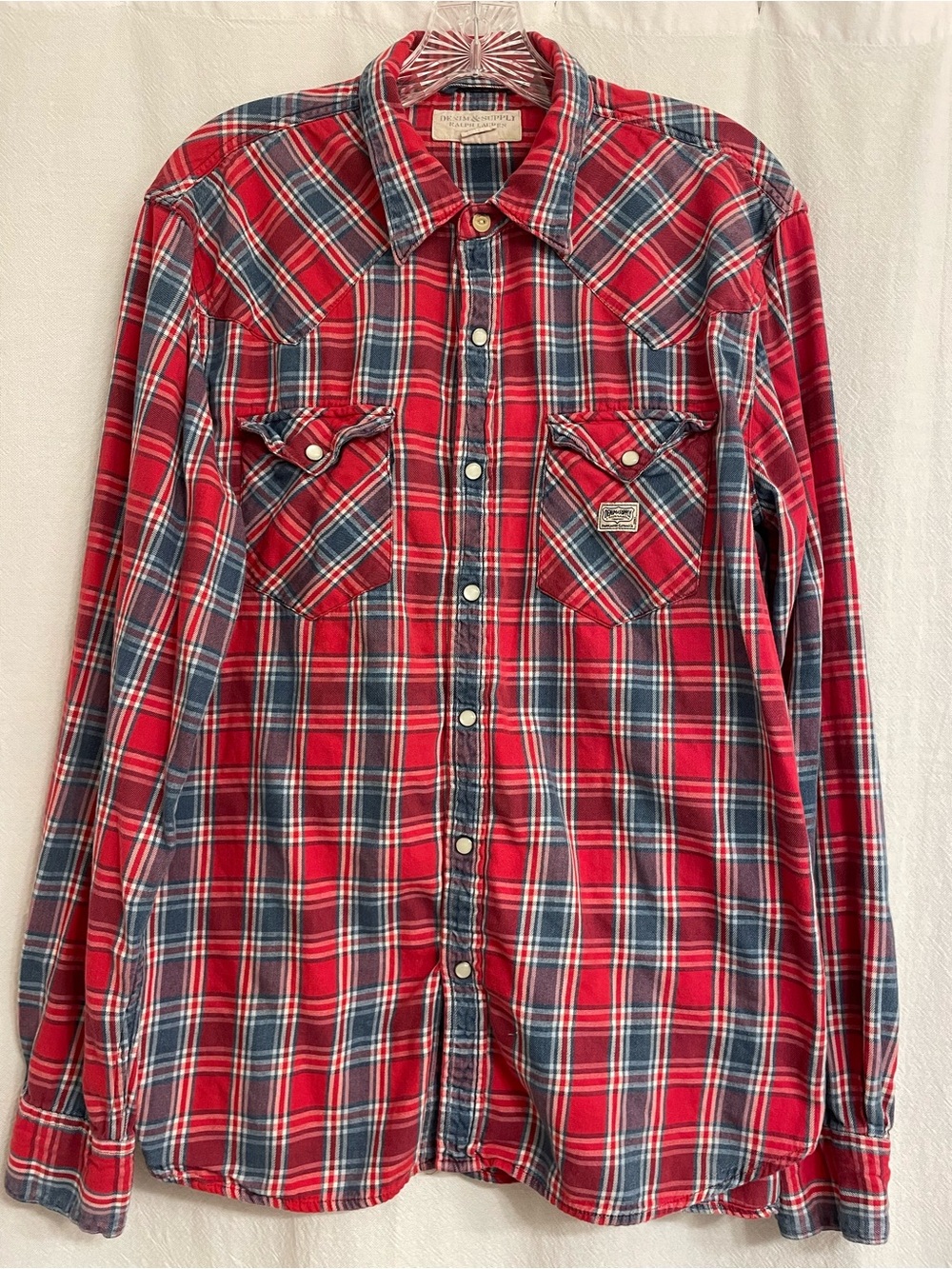 Denim & Supply Ralph Lauren Red and Blue Plaid Pearl Snap Button-Up Shirt